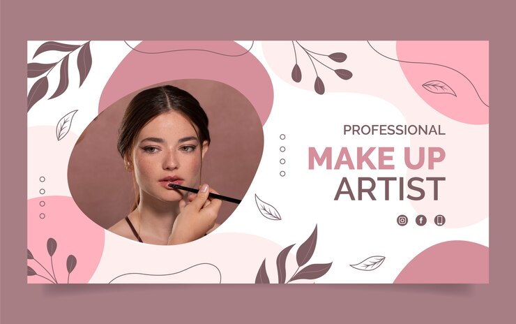 Vector gratuito publicación de facebook de artista de maquillaje de textura dibujada a mano
