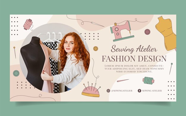 Publicación de facebook de atelier de moda dibujada a mano