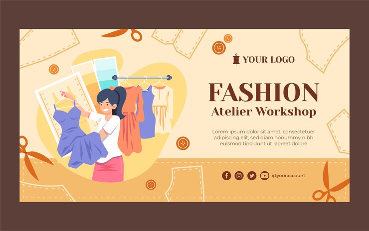 Vector gratuito publicación de facebook de atelier de moda de diseño plano