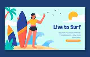 Vector gratuito publicación de facebook de aventura de surf dibujada a mano