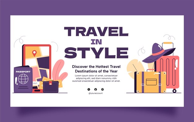 Publicación de facebook de aventura de viaje de diseño plano