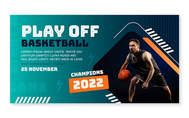 Publicación de facebook de baloncesto de semitono degradado