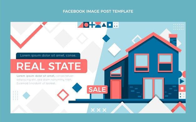 Publicación de facebook de bienes raíces geométrica abstracta plana