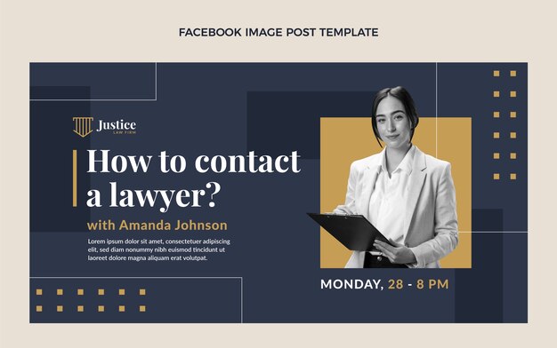 Vector gratuito publicación de facebook de bufete de abogados de diseño plano