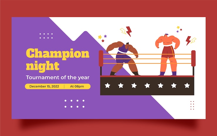 Vector gratuito publicación de facebook del campeonato de lucha libre dibujada a mano