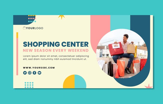 Publicación de facebook de centro comercial de diseño plano