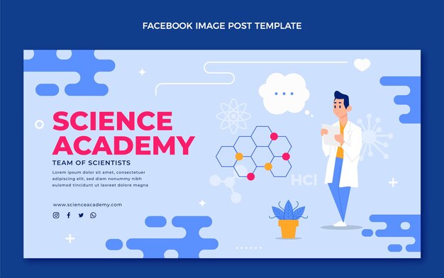 Publicación de facebook de ciencia de diseño plano