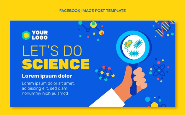 Publicación de facebook de ciencia de diseño plano