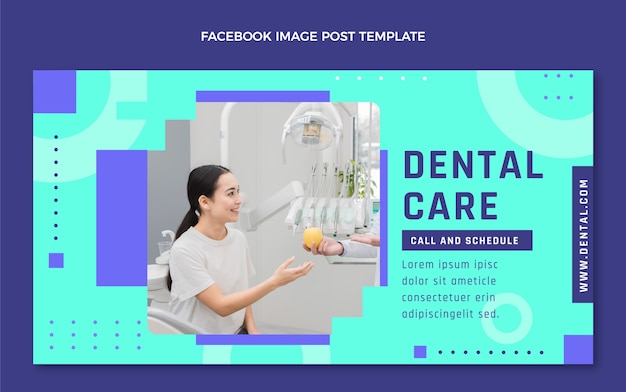 Vector gratuito publicación de facebook de clínica dental de diseño plano