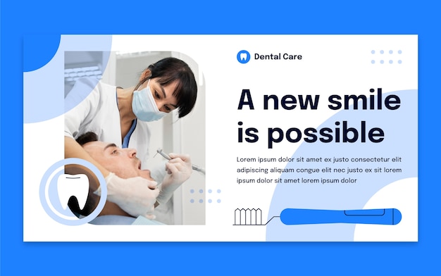 Vector gratuito publicación de facebook de clínica dental mínima de diseño plano