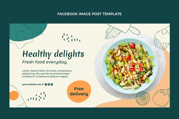 Publicación de facebook de comida dibujada a mano