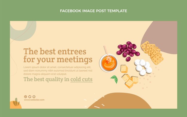 Publicación de facebook de comida de diseño plano