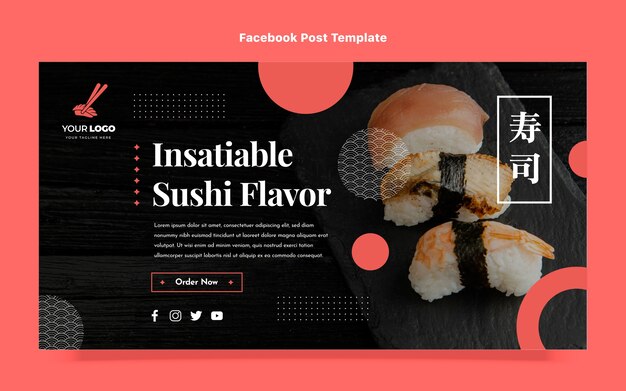 Publicación de facebook de comida de diseño plano