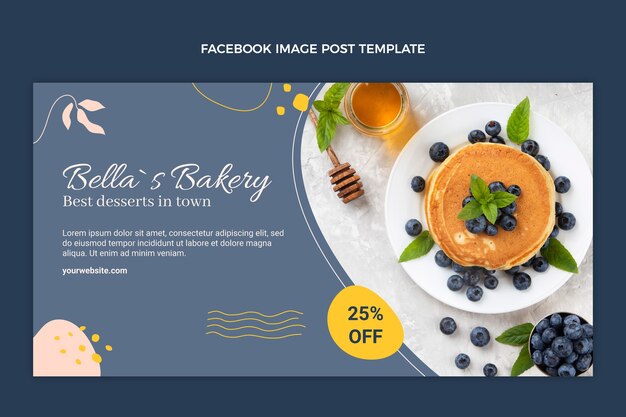 Publicación de facebook de comida de diseño plano