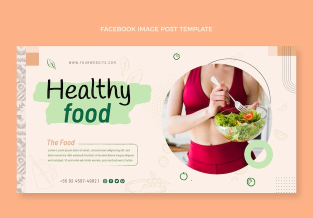 Vector gratuito publicación de facebook de comida de diseño plano