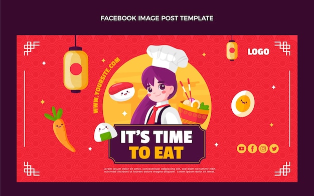 Publicación de facebook de comida de estilo plano