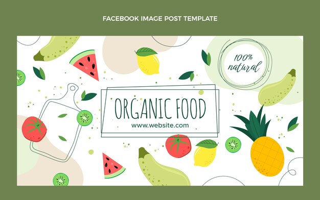 Publicación de facebook de comida orgánica de diseño plano