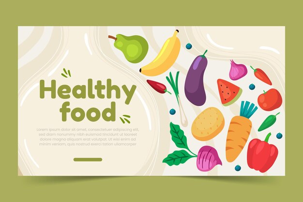 Publicación de facebook de comida sana de diseño plano