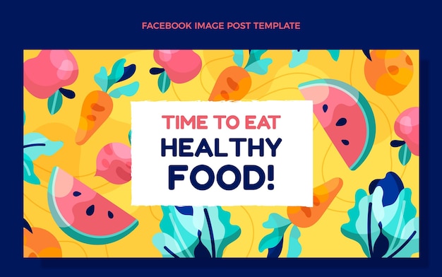 Vector gratuito publicación de facebook de comida sana de diseño plano