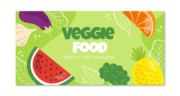 Publicación de facebook de comida vegetariana dibujada a mano