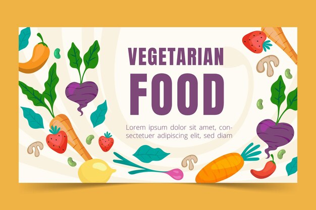 Publicación de facebook de comida vegetariana de diseño plano