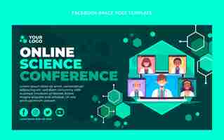 Vector gratuito publicación de facebook de la conferencia de ciencia de diseño plano