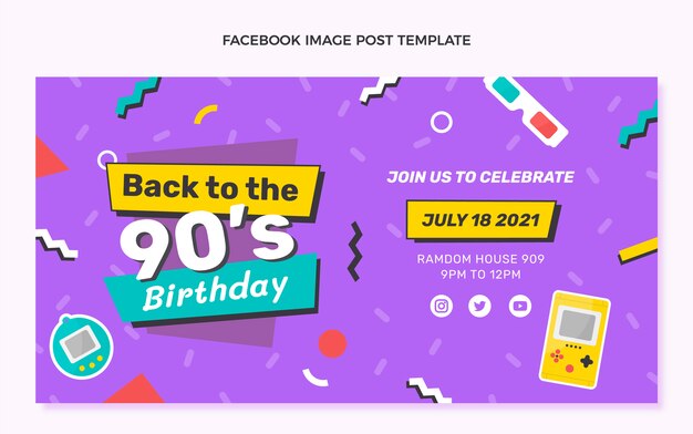 Publicación de facebook de cumpleaños dibujada a mano
