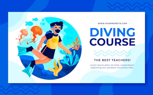 Vector gratuito publicación de facebook del curso de buceo dibujado a mano