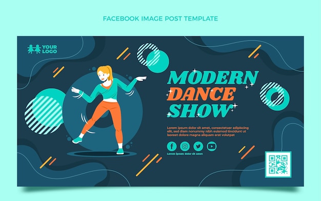 Vector gratuito publicación de facebook de espectáculo de baile plano dibujado a mano