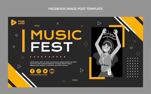 Vector gratuito publicación de facebook del festival de música mínima