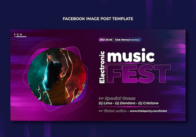 Publicación de facebook del festival de música de semitono degradado