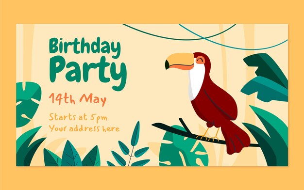 Publicación de facebook de fiesta de cumpleaños dibujada a mano