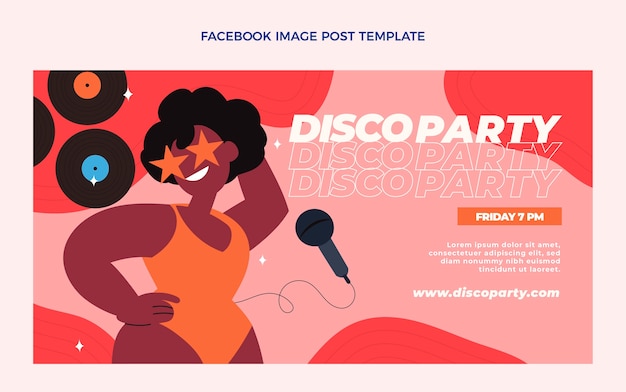 Vector gratuito publicación de facebook de fiesta disco dibujada a mano