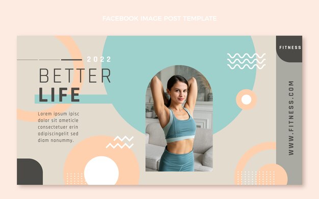Publicación de facebook de fitness de diseño plano