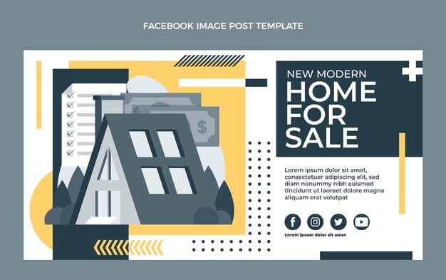 Publicación de facebook inmobiliaria geométrica de diseño plano