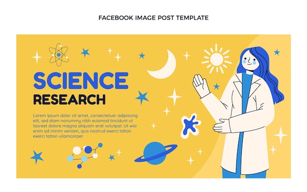 Vector gratuito publicación de facebook de investigación científica de diseño plano