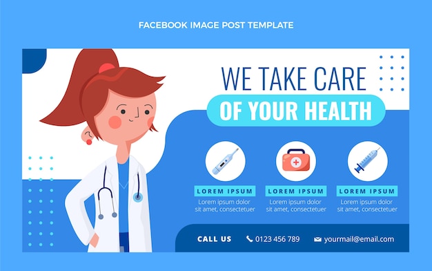 Publicación de facebook médica de diseño plano