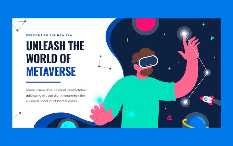 Vector gratuito publicación de facebook de metaverso geométrico de diseño plano