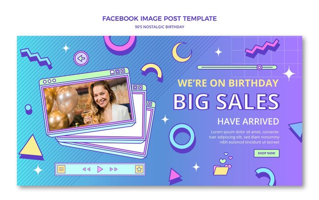 Publicación de facebook nostálgica de cumpleaños plana de los 90