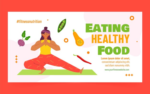 Publicación de facebook de nutrición fitness dibujada a mano