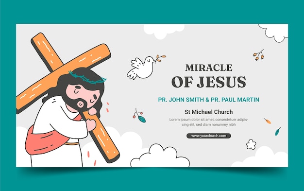 Publicación de facebook de oración de iglesia dibujada a mano