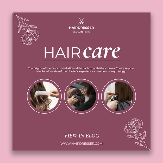 Vector gratuito publicación de facebook de peluquero floral para el cuidado del cabello