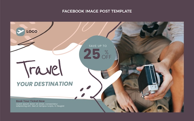 Publicación de facebook plana de viajes