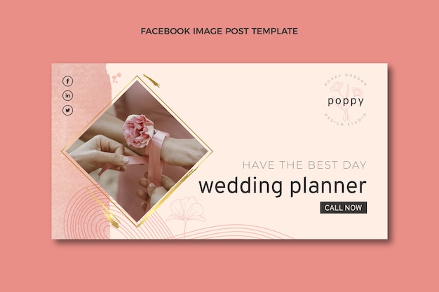 Vector gratuito publicación de facebook de planificación de bodas en acuarela