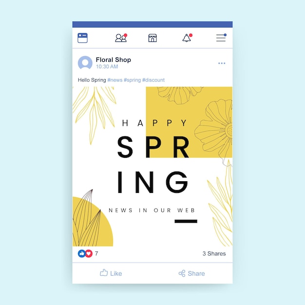 Vector gratuito publicación de facebook de primavera monocolor floral