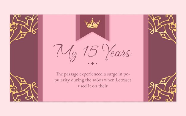 Publicación de facebook de quinceañera de lujo degradado