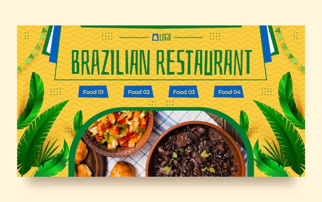 Vector gratuito publicación de facebook de restaurante brasileño realista