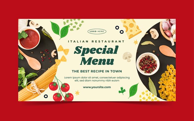 Publicación de facebook de restaurante italiano de diseño plano