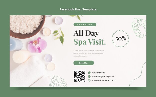 Publicación de facebook de spa de diseño plano