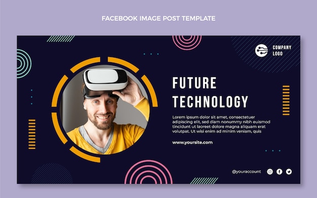 Publicación de facebook de tecnología mínima de diseño plano